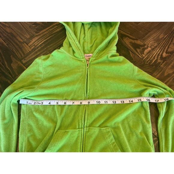 Juicy Couture Terry Cloth Tracksuit Jacket Women M Top Green Y2K Grunge Hooded - Picture 5 of 11